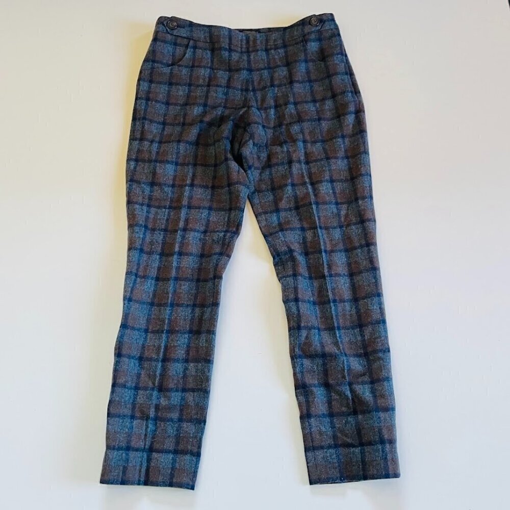 Pendleton Pant Trouser Plaid 100% Virgin Wool Blue Dark Academia Winter Sweater